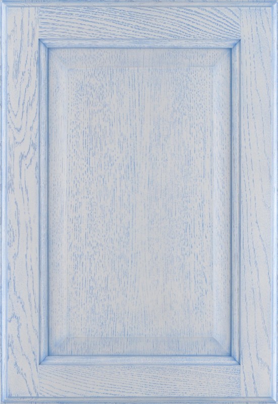 dvířka dřevěná KLASIK plná dub bílá barva + modrá patina
